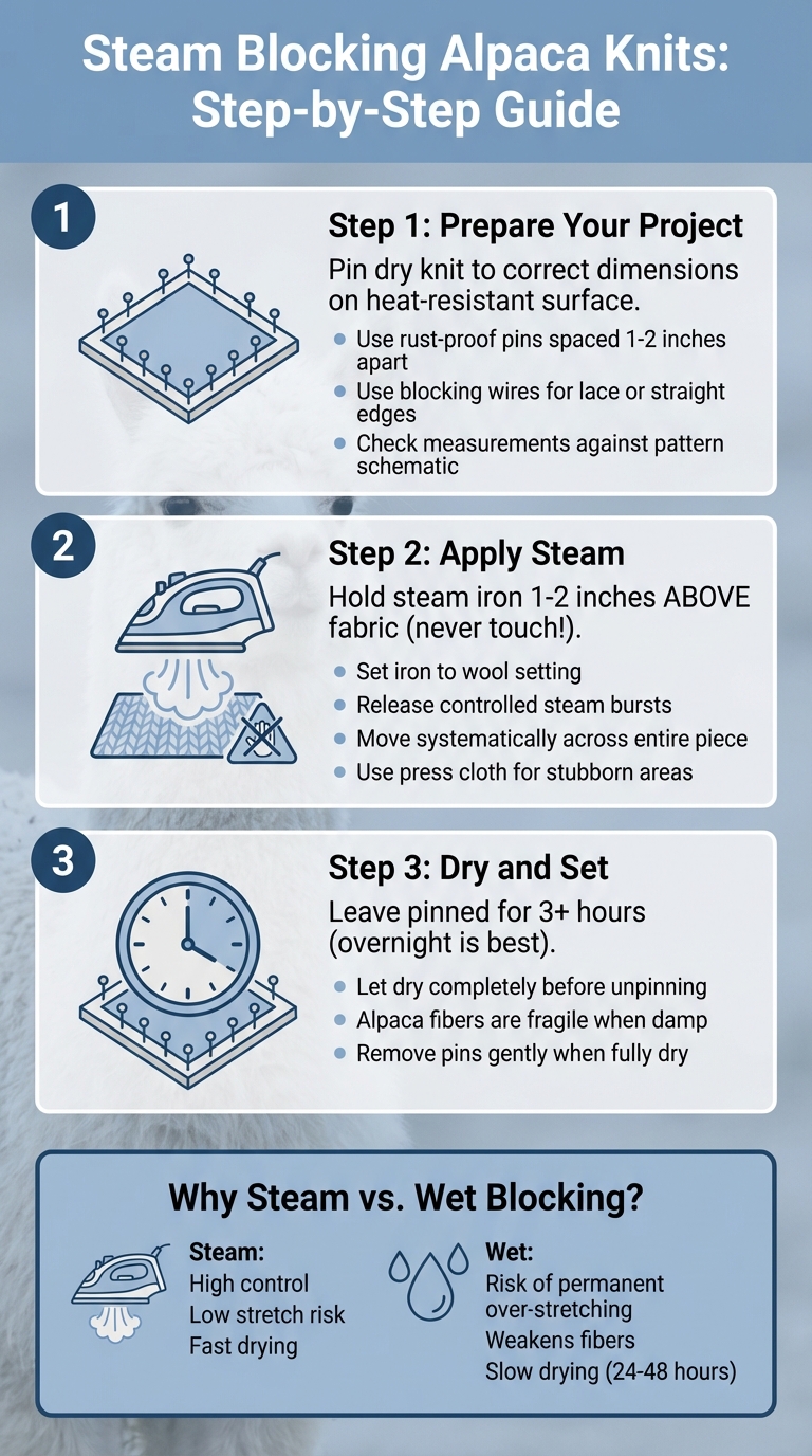How to Steam Block Alpaca Knits: 3-Step Process