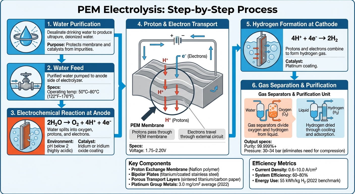 How PEM Electrolysis Works: 6-Step Water-to-Hydrogen Process