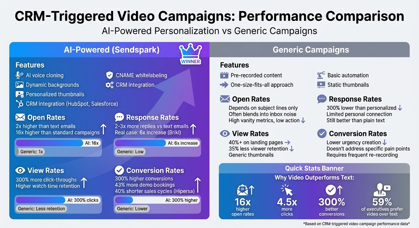 AI-Powered vs Generic CRM Video Campaigns Performance Metrics Comparison