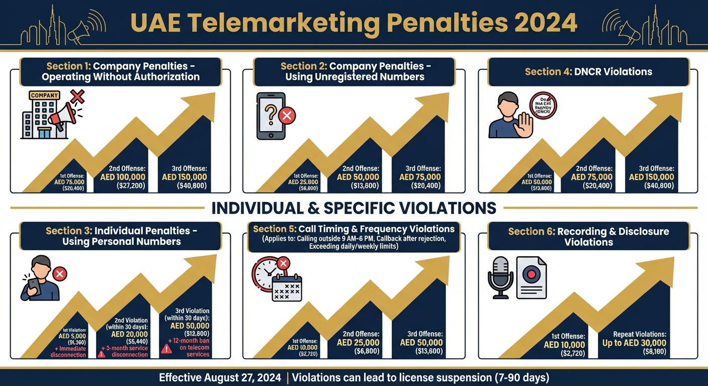UAE Telemarketing Fines and Penalties 2024 - Complete Breakdown