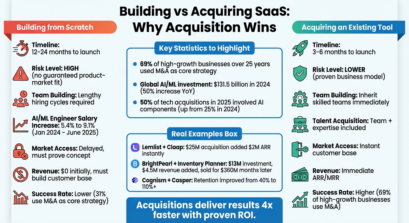 Building vs Acquiring SaaS: Timeline, Risk & Cost Comparison