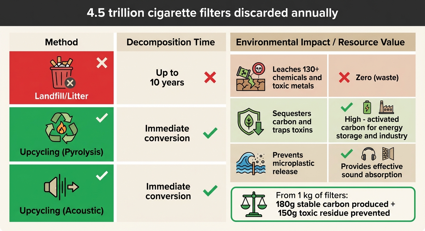 Environmental Impact: Cigarette Filter Disposal vs Upcycling Methods