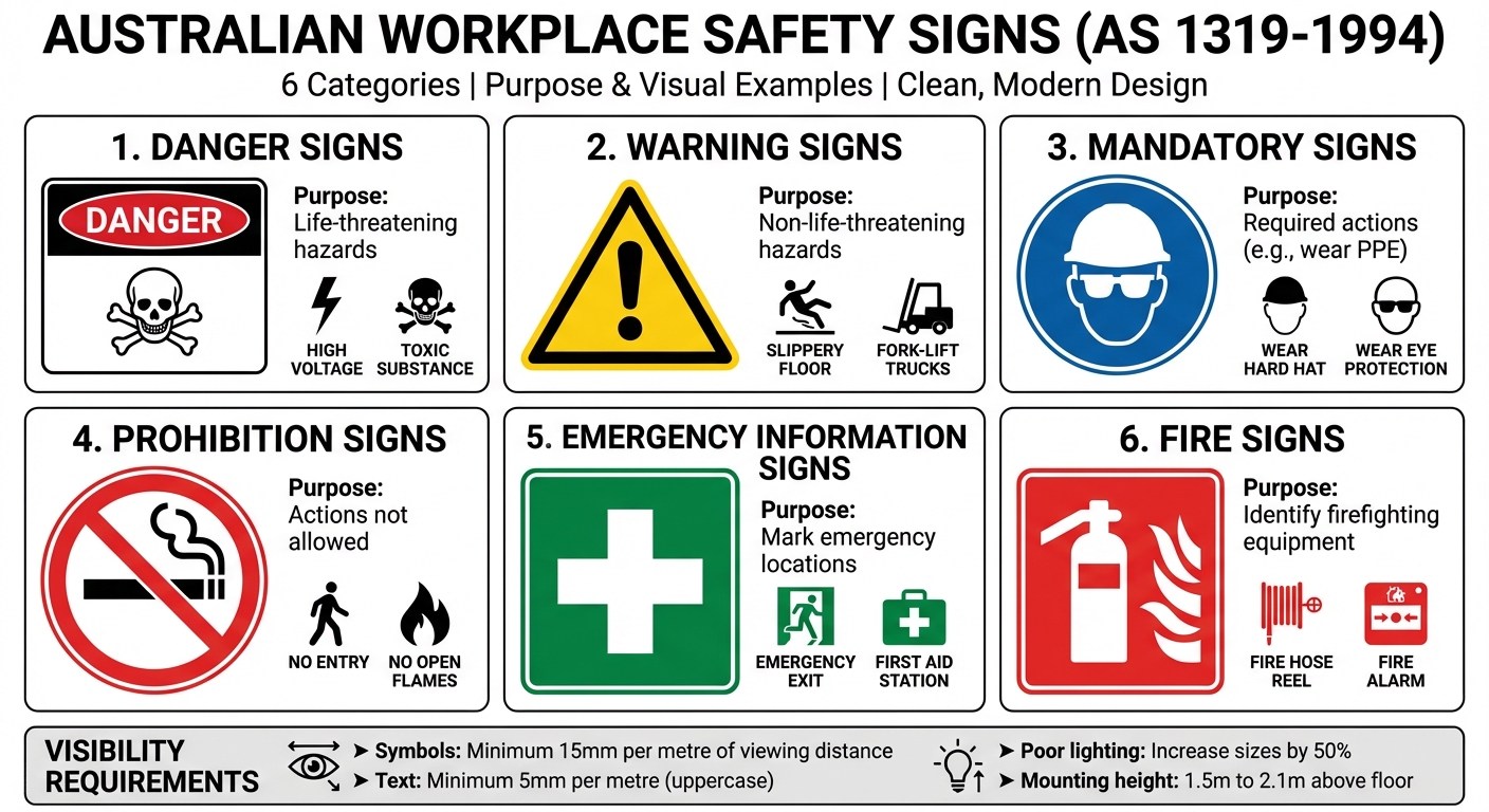 Six Types of Australian Workplace Safety Signs According to AS 1319-1994