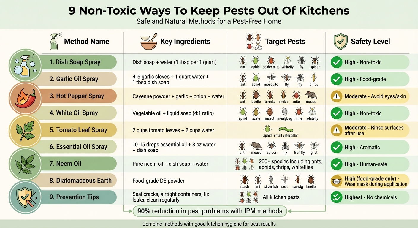 9 Non-Toxic Kitchen Pest Control Methods Comparison Chart