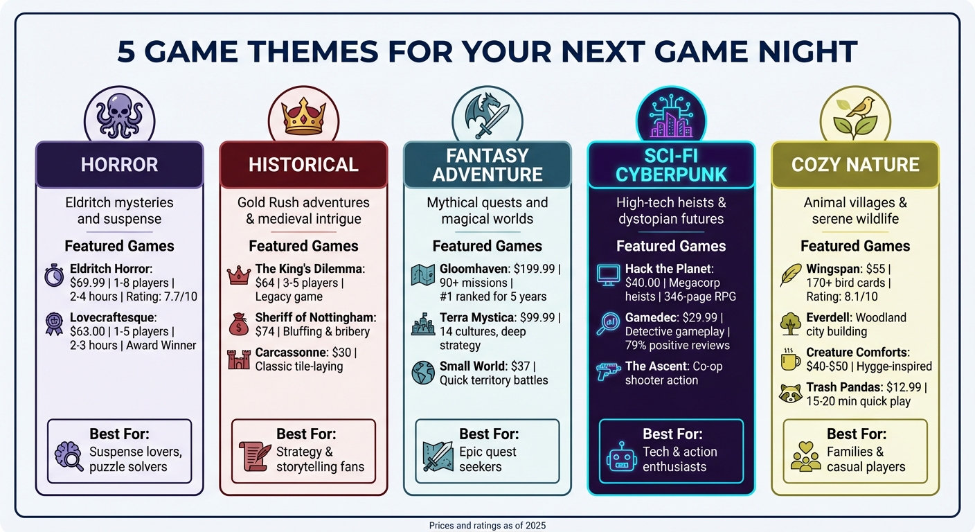 5 Game Night Themes Comparison Guide with Recommended Games and Prices