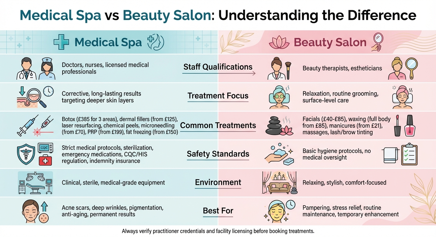 Medical Spa vs Beauty Salon: Key Differences in Treatments, Staff, and Safety Standards