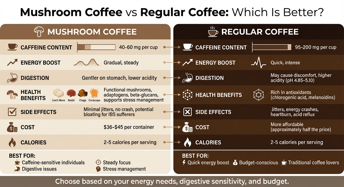 Mushroom Coffee vs Regular Coffee: Complete Comparison Chart