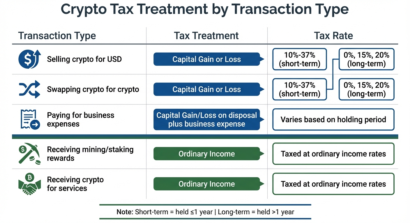 Crypto Tax Treatment by Transaction Type for Small Businesses