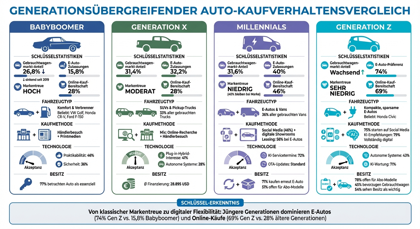 Autokaufverhalten nach Generationen: Vergleich von Babyboomer bis Gen Z