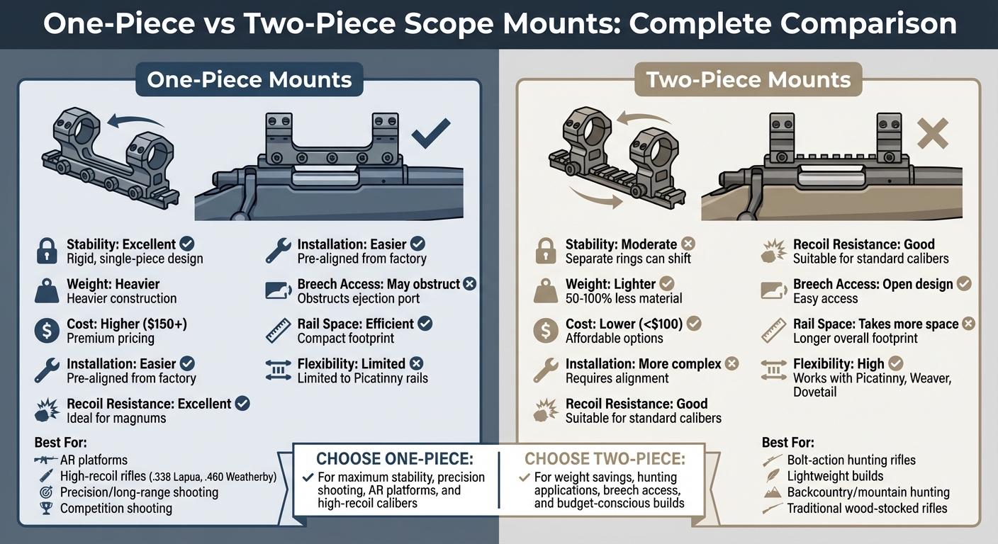 One-Piece vs Two-Piece Scope Mounts Comparison Chart