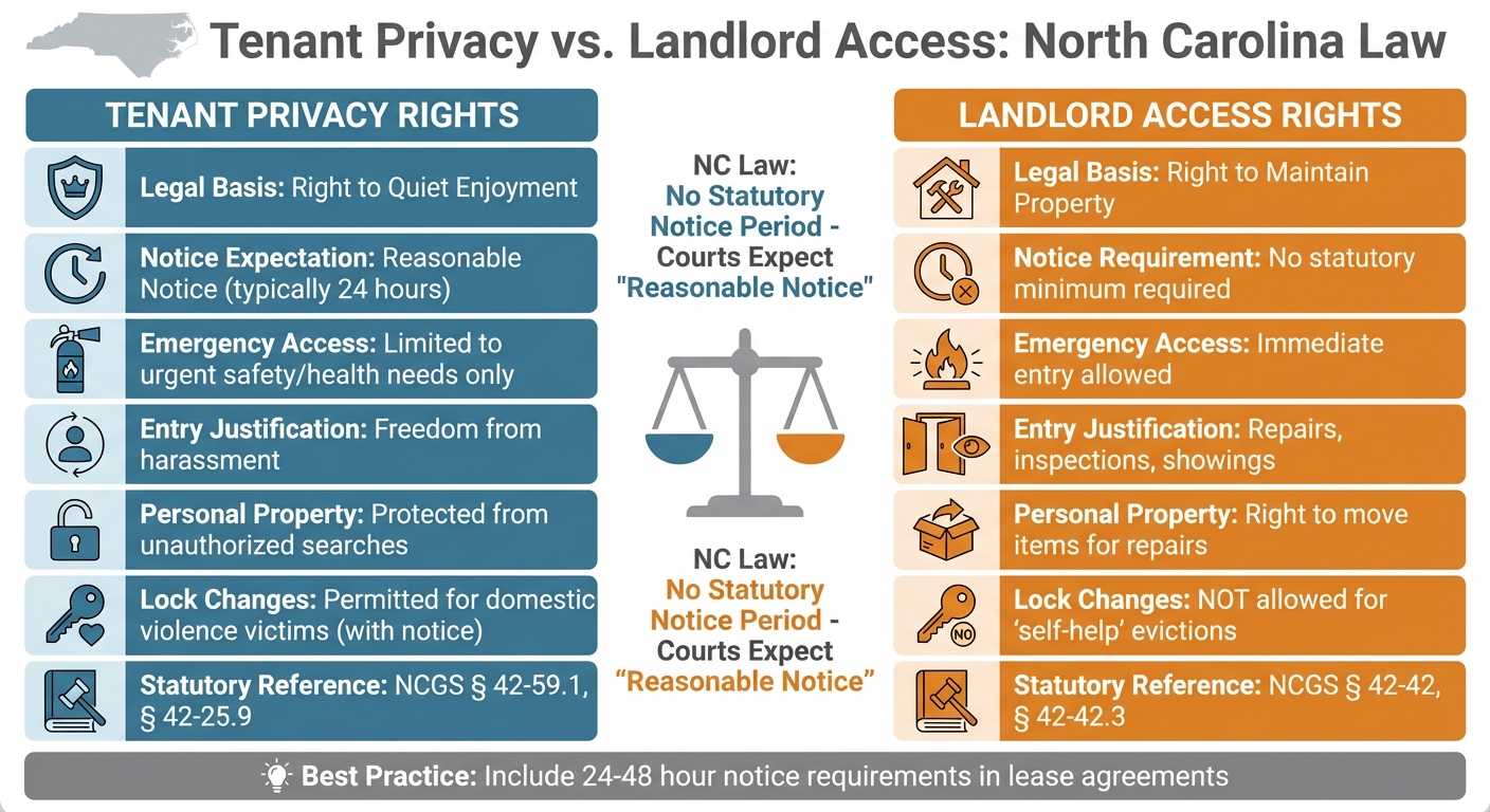 NC Tenant Privacy Rights vs Landlord Access Rights Comparison