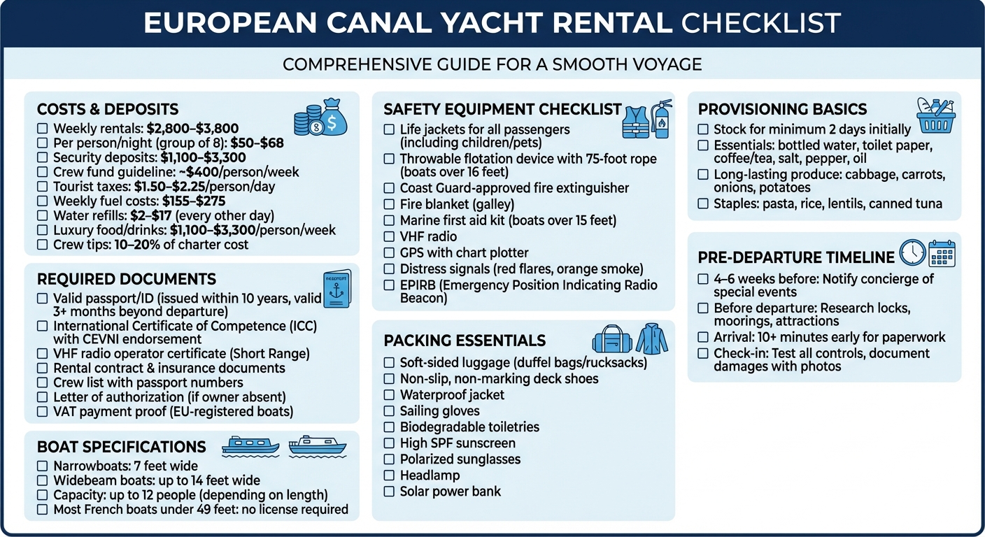 Essential Checklist for Renting Canal Yachts in Europe