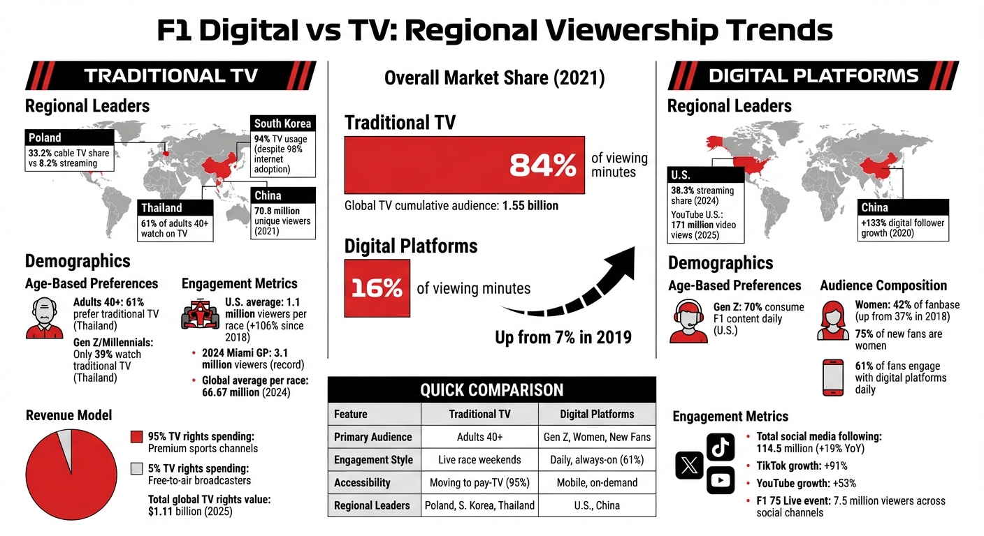 F1 Digital vs TV Viewership: Regional Trends and Demographics Comparison