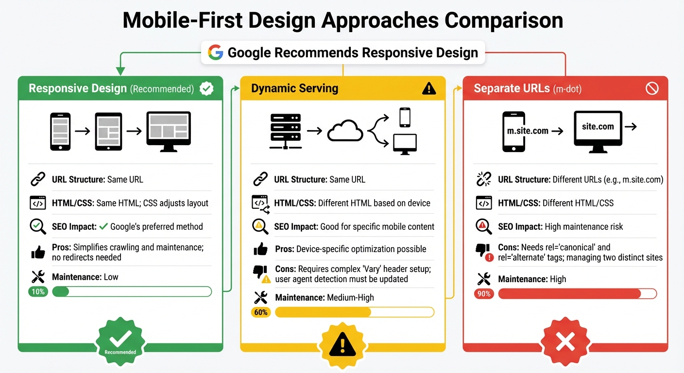 Mobile-First Design Approaches: Responsive vs Dynamic vs Separate URLs