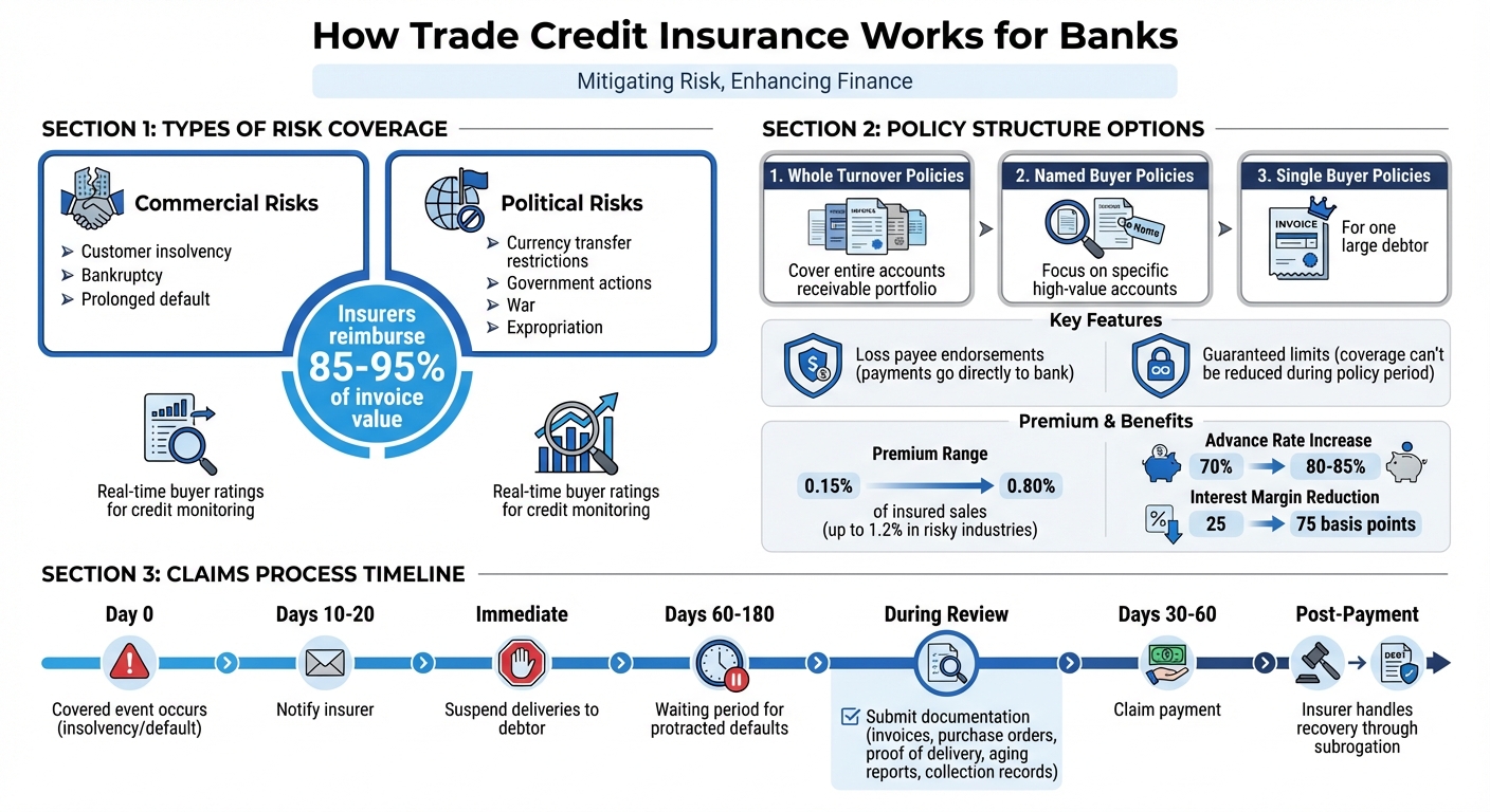 How Trade Credit Insurance Works for Banks: Coverage Types, Policy Options, and Claims Process