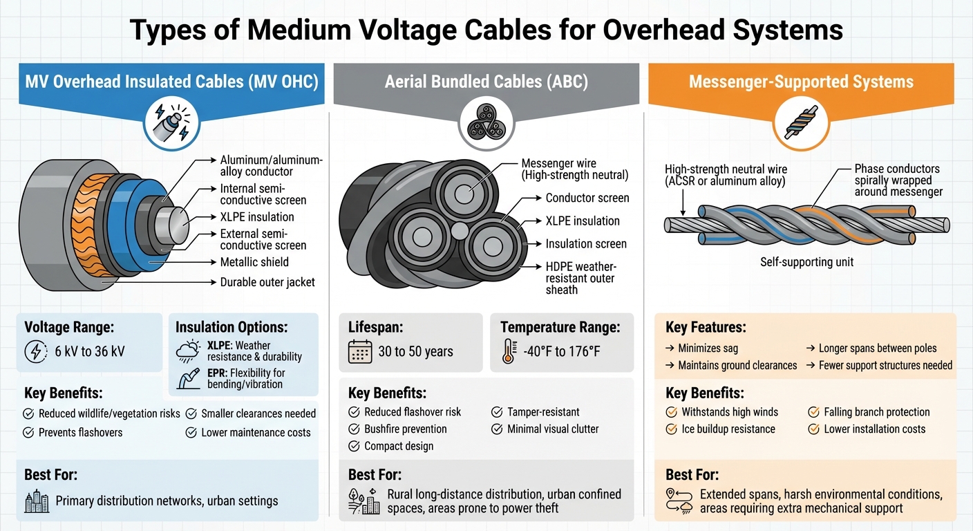Medium Voltage Cable Types Comparison for Overhead Systems