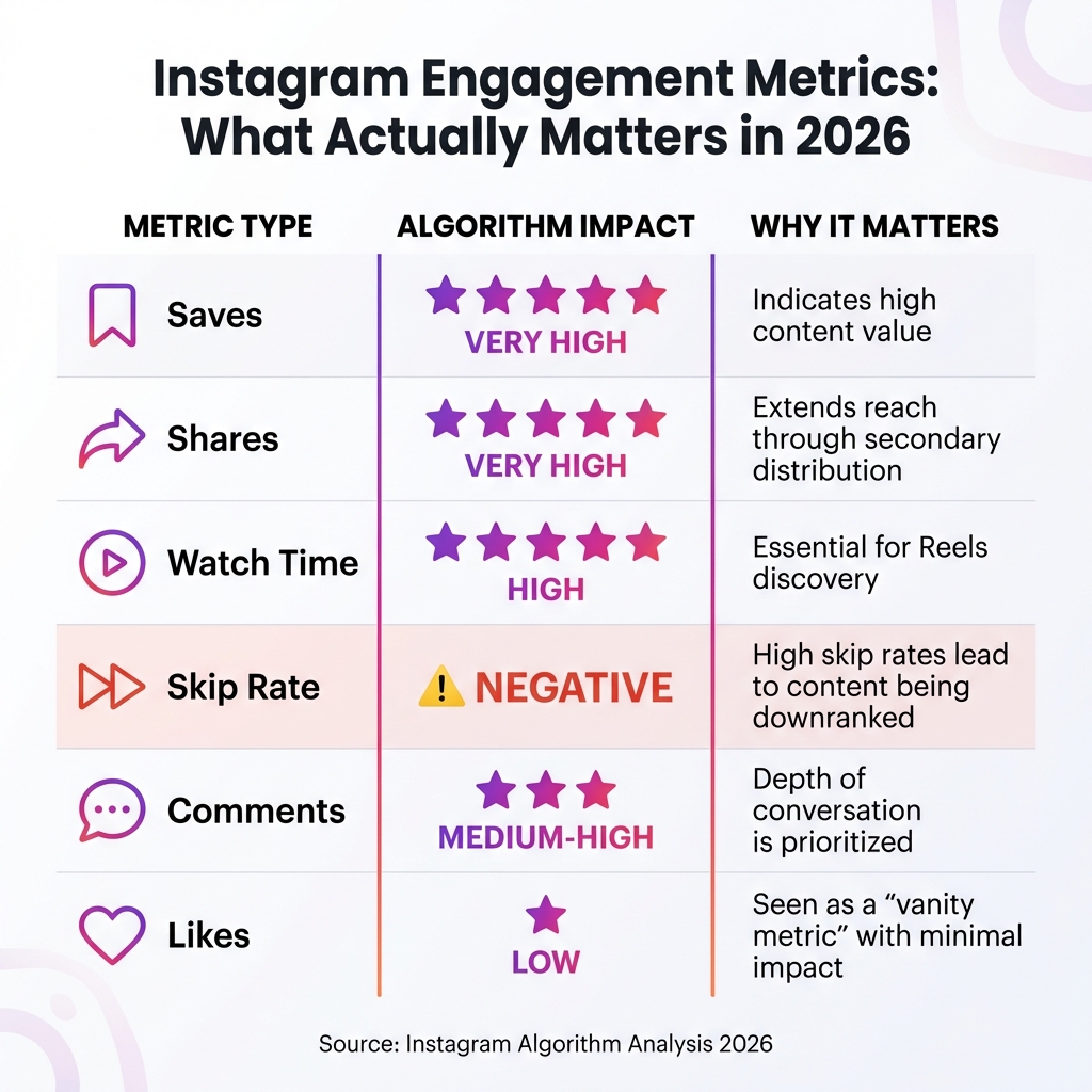 Instagram Engagement Metrics: Algorithm Impact Rankings 2026