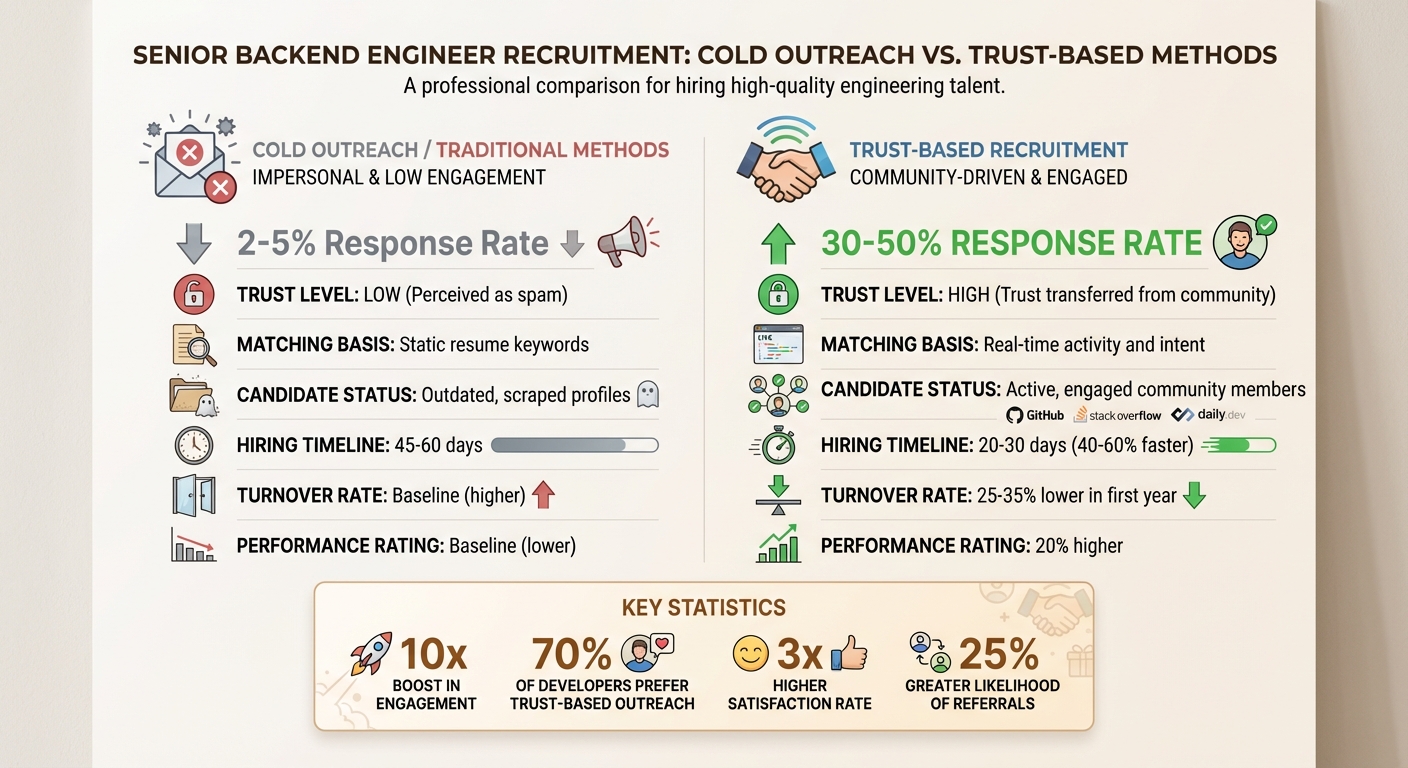 Cold Outreach vs Trust-Based Recruitment: Performance Metrics Comparison