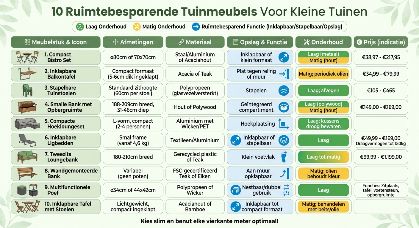 Vergelijking van 10 ruimtebesparende tuinmeubels voor kleine tuinen en balkons