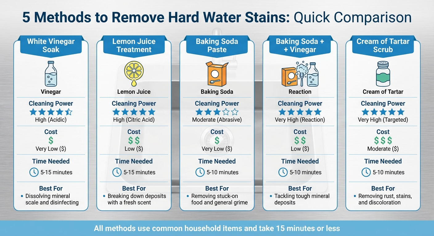 Comparison of 5 Methods to Remove Hard Water Stains from Stainless Steel Sinks