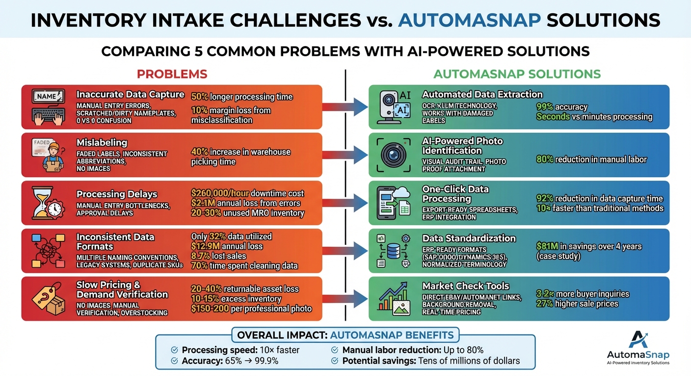 5 Common Inventory Intake Problems and AutomaSnap Solutions Comparison