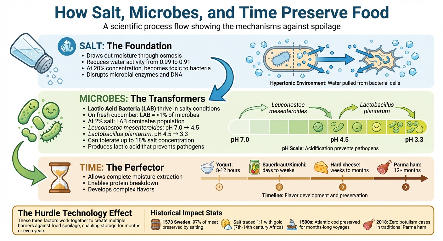 How Salt, Microbes, and Time Preserve Food: A Scientific Process