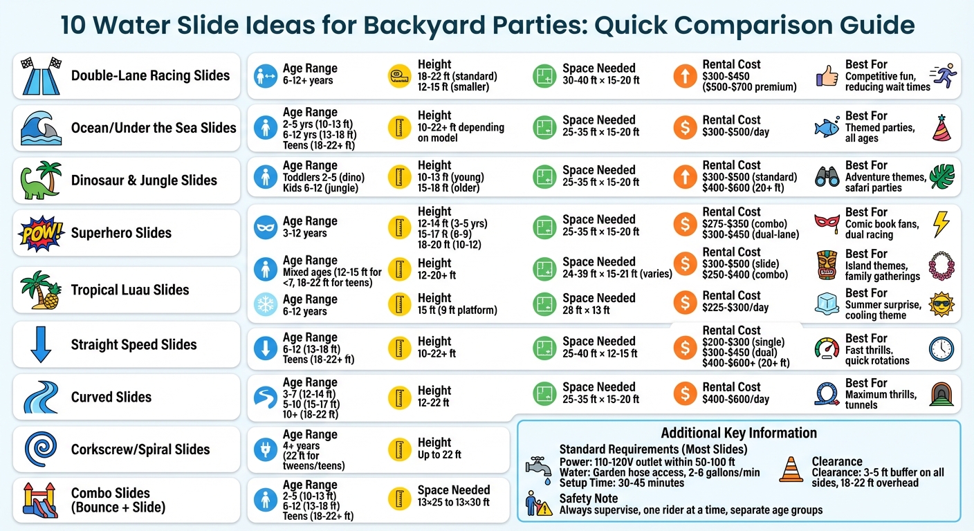 Water Slide Comparison Guide: Types, Ages, Sizes & Costs