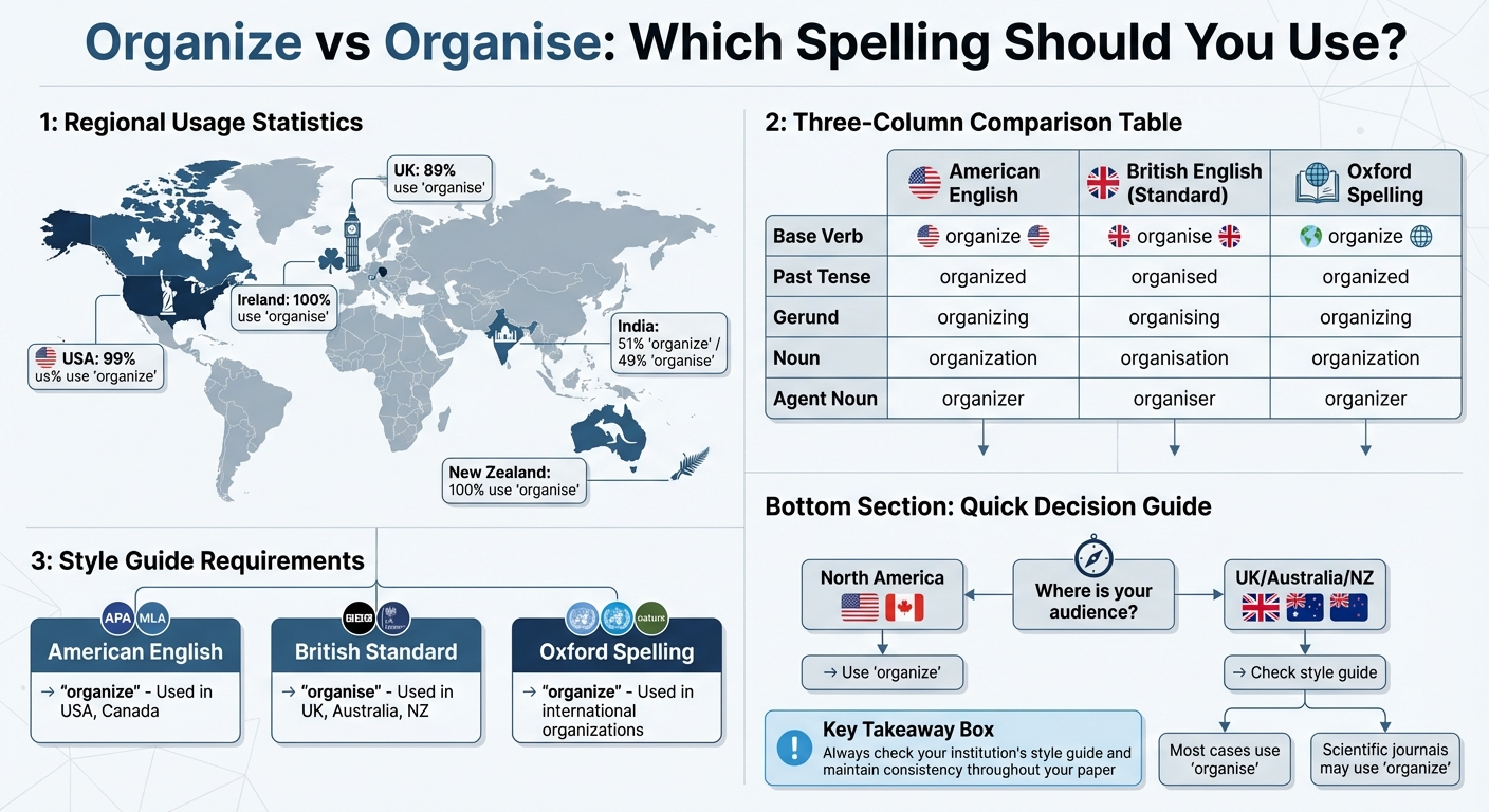 Organize vs Organise: Regional Usage and Spelling Guide