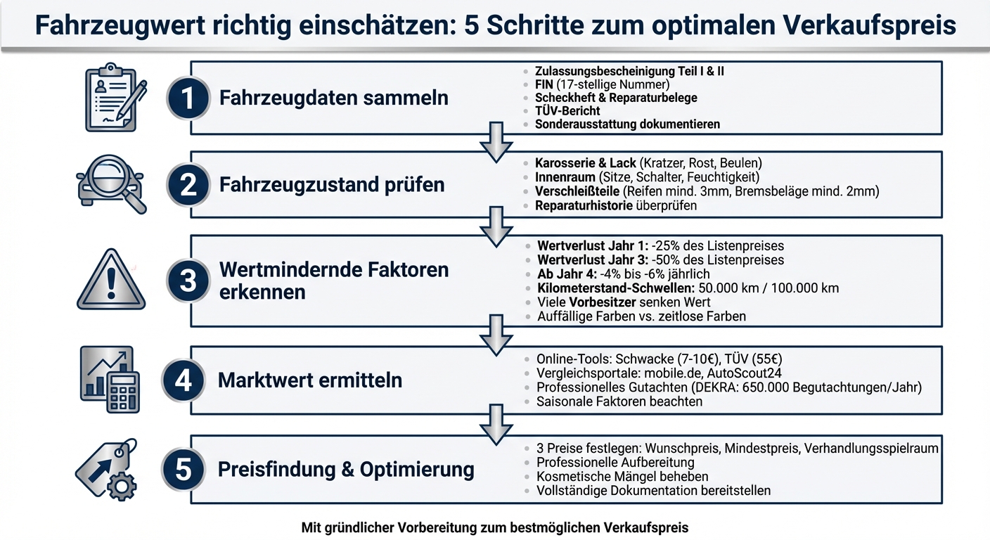 5-Schritte-Prozess zur Fahrzeugwertermittlung vor dem Verkauf