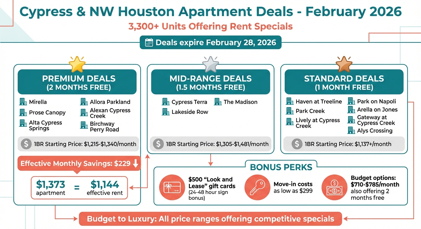 Cypress Houston Apartment Rent Specials Comparison February 2026
