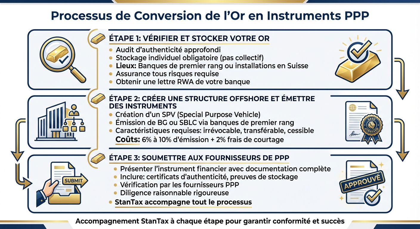3-step process for gold monetization in PPPs