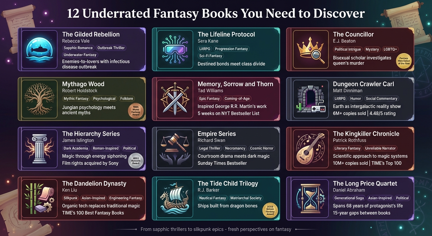 12 Underrated Fantasy Books Visual Guide with Genres and Key Features