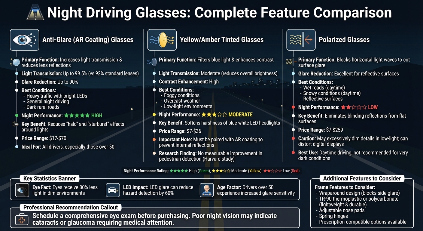 Night Driving Glasses Comparison: Features, Performance & Best Conditions