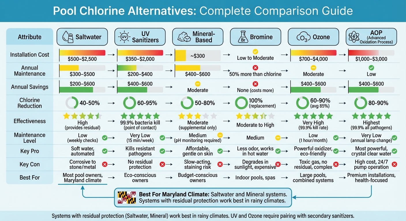 Pool Chlorine Alternatives Comparison: Costs, Effectiveness & Maintenance