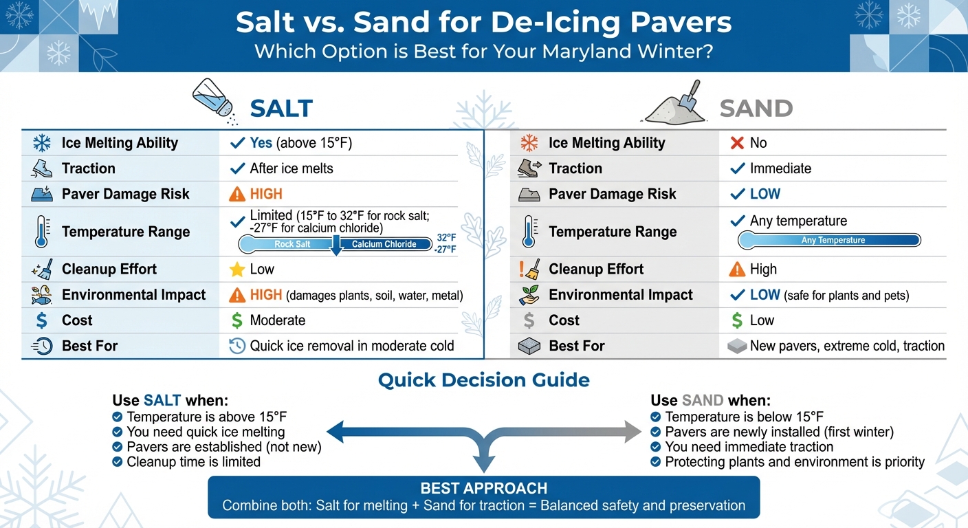 Salt vs Sand for De-Icing Pavers: Complete Comparison Chart