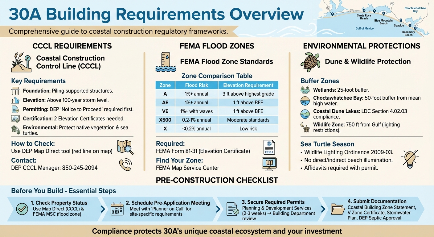 30A Building Requirements: CCCL, FEMA Zones, and Environmental Protection Guide