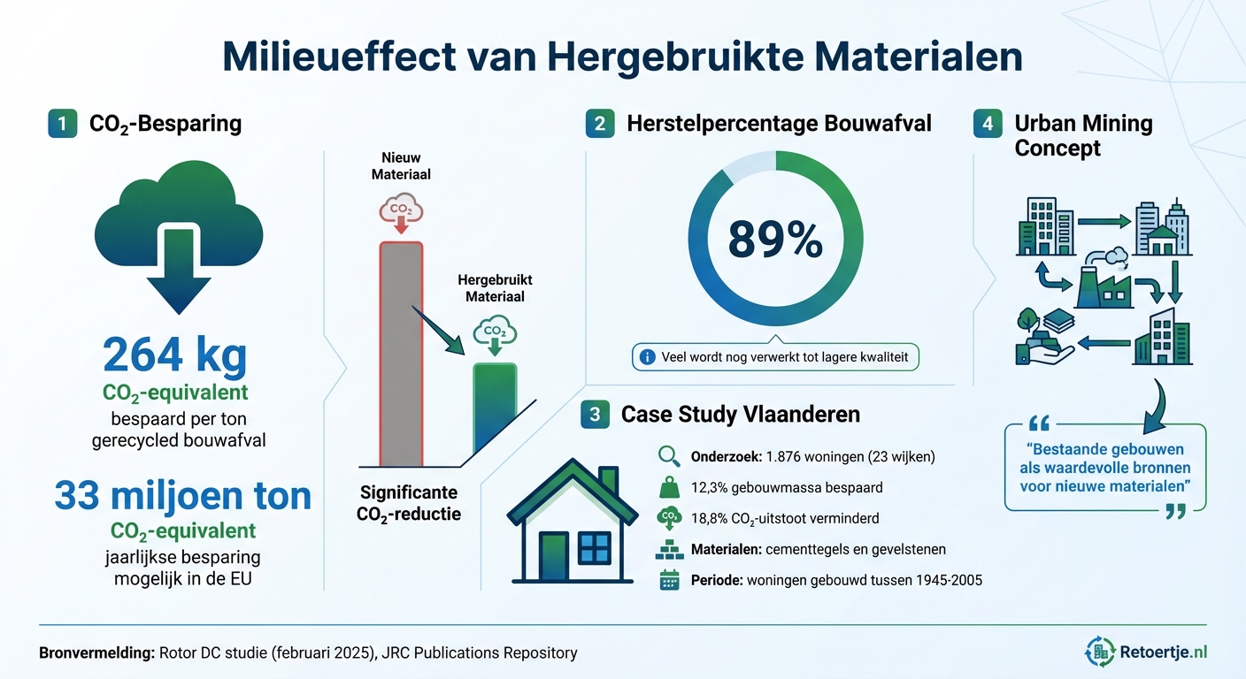 Milieuvoordelen hergebruikte bouwmaterialen: CO₂-besparing en afvalreductie