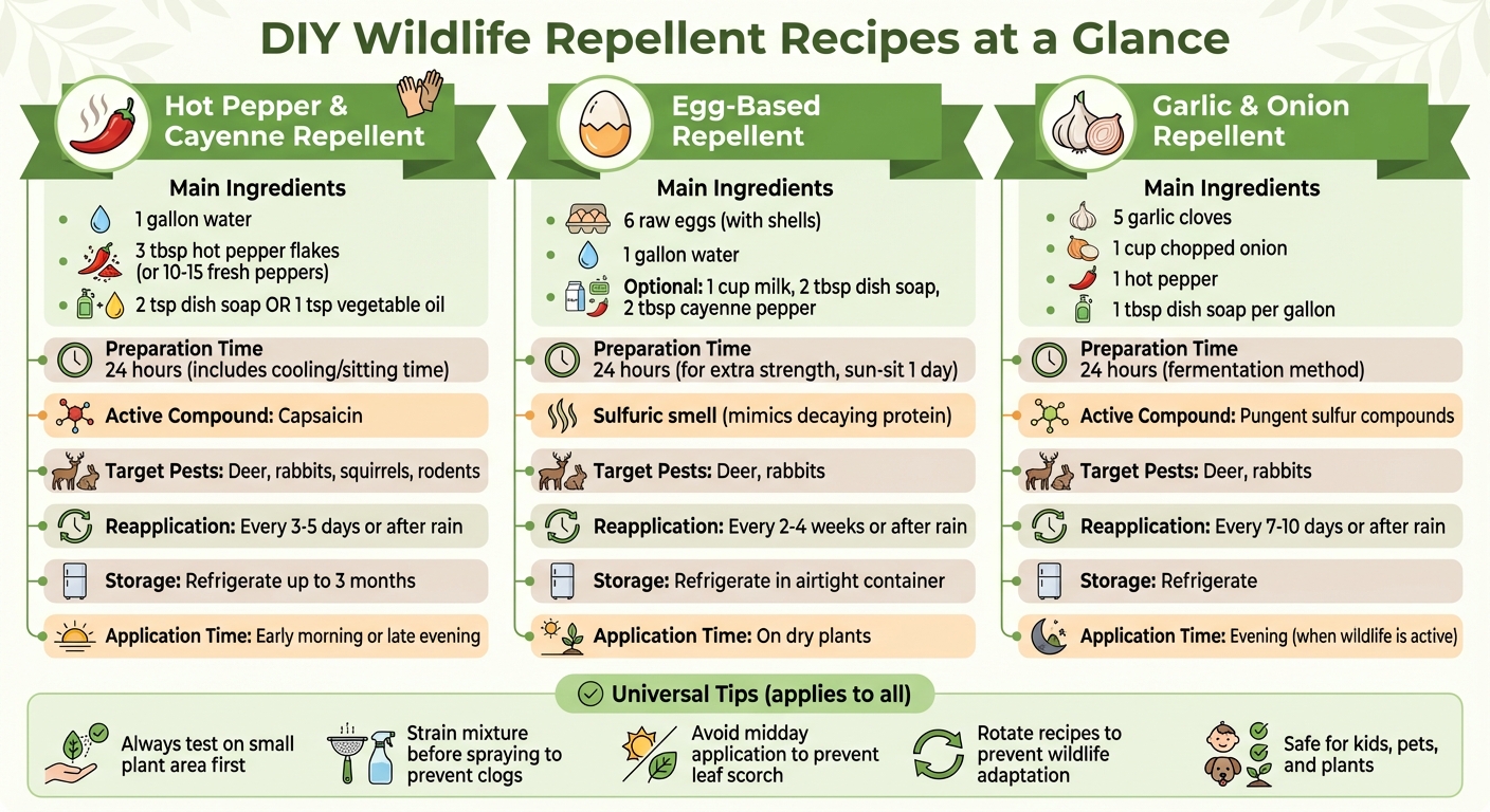 DIY Wildlife Repellent Recipes Comparison Chart