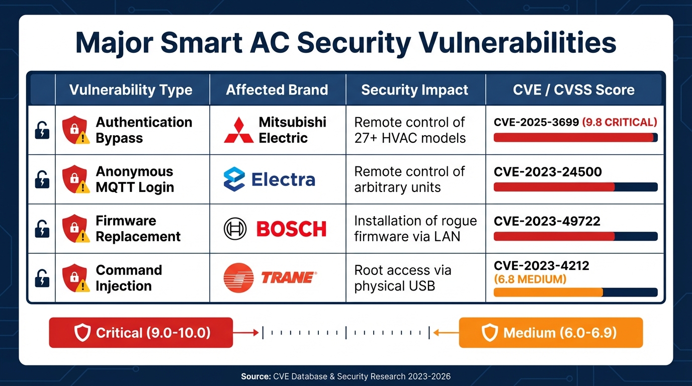 Smart AC System Security Vulnerabilities and CVE Scores