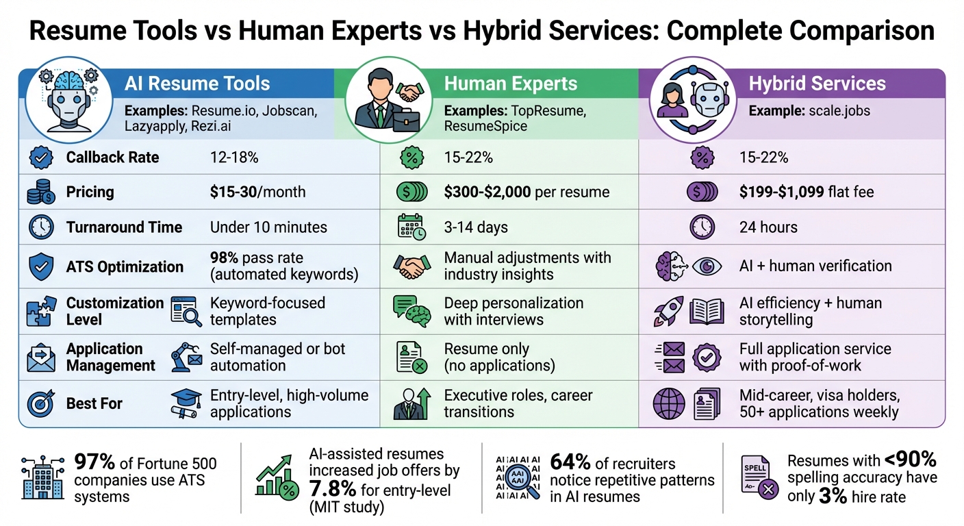 Resume Tools vs Human Experts vs Hybrid Services Comparison
