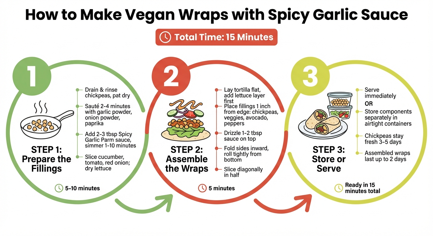 How to Make Vegan Wraps with Spicy Garlic Sauce in 3 Easy Steps