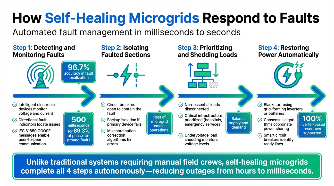 4-Step Self-Healing Microgrid Fault Response Process