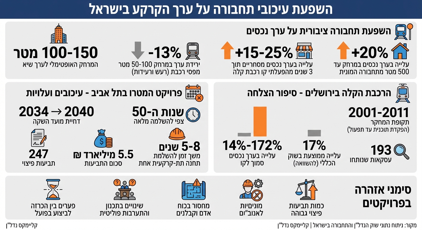 השפעת עיכובי תחבורה על ערך קרקעות בישראל - נתונים ומספרים