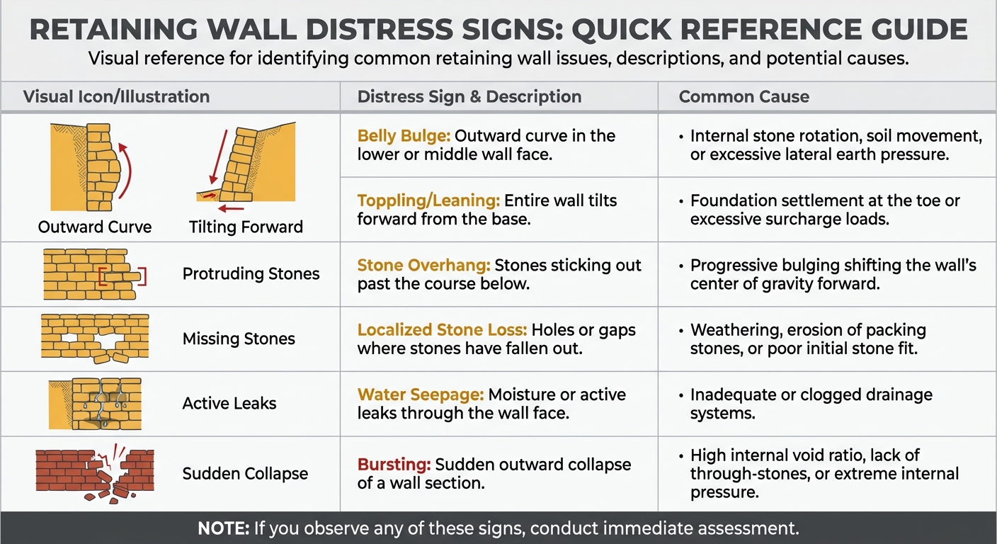 Retaining Wall Distress Signs: Visual Guide to Damage Indicators and Causes