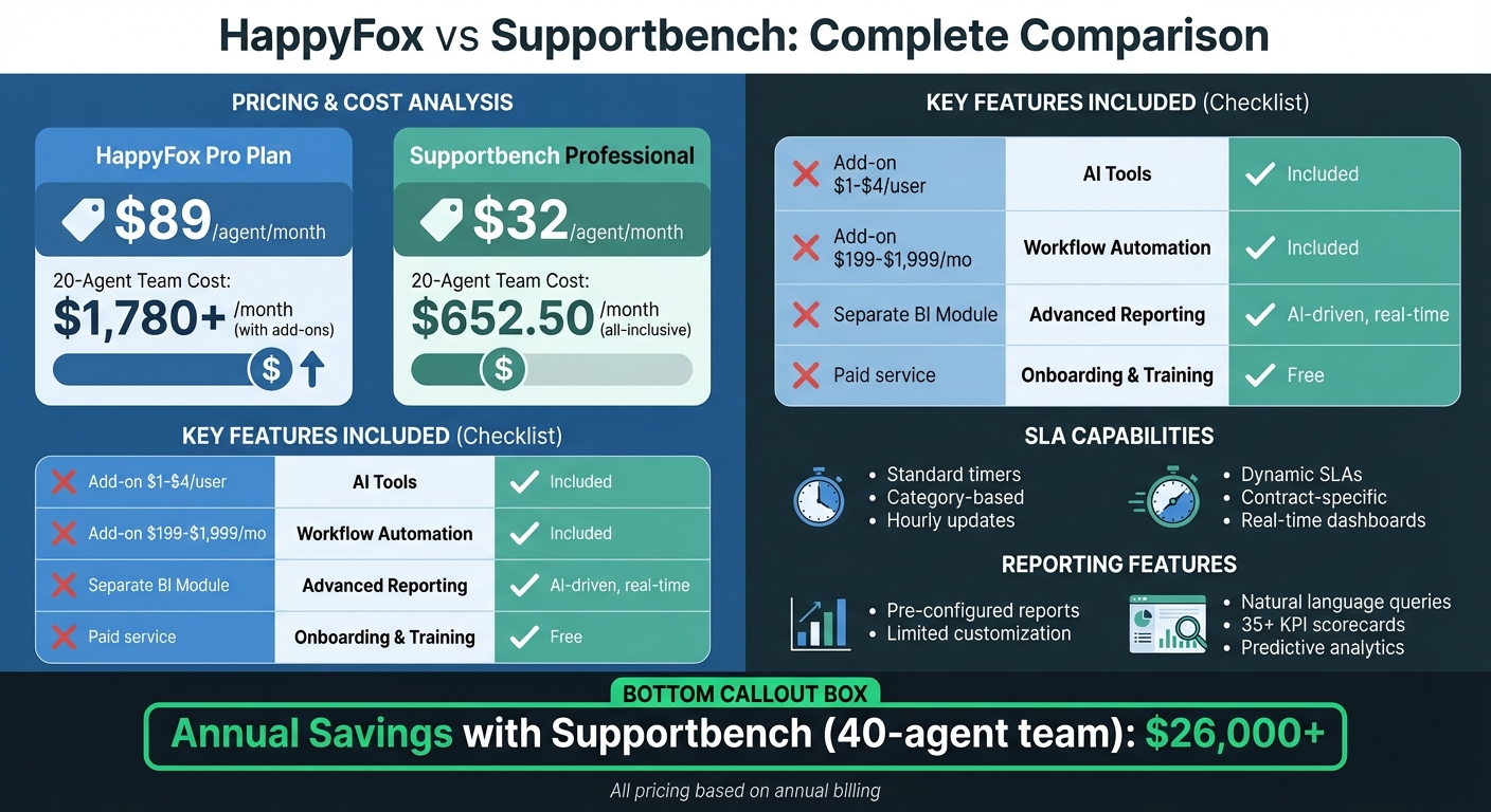 HappyFox vs Supportbench: Pricing and Features Comparison for B2B Support Teams
