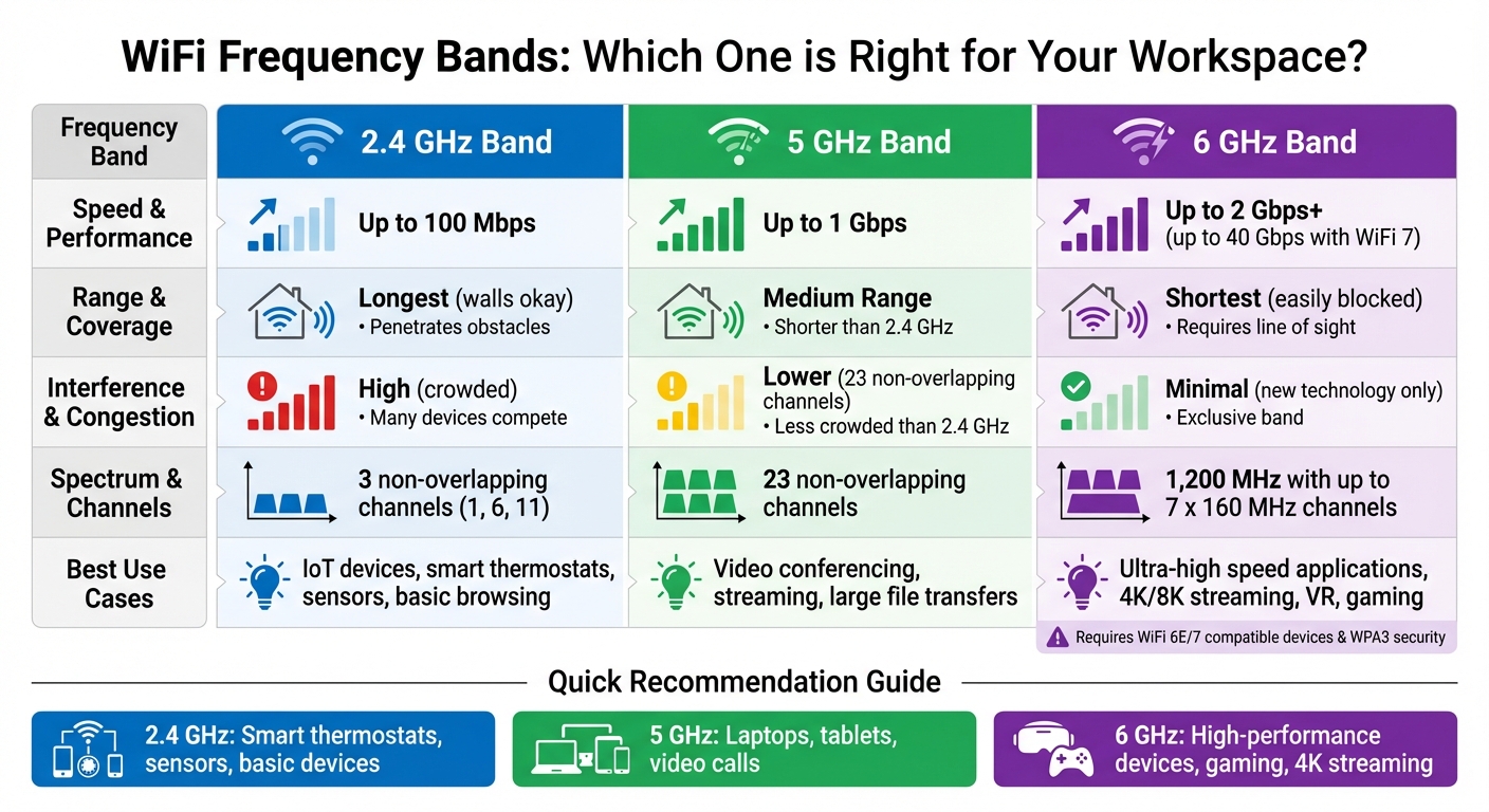 WiFi Frequency Bands Comparison: 2.4 GHz vs 5 GHz vs 6 GHz