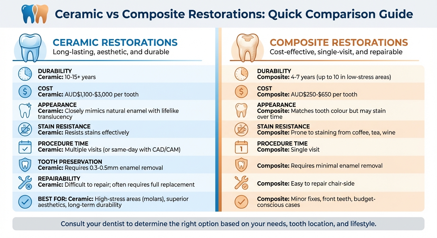 Ceramic vs Composite Dental Restorations Comparison Chart