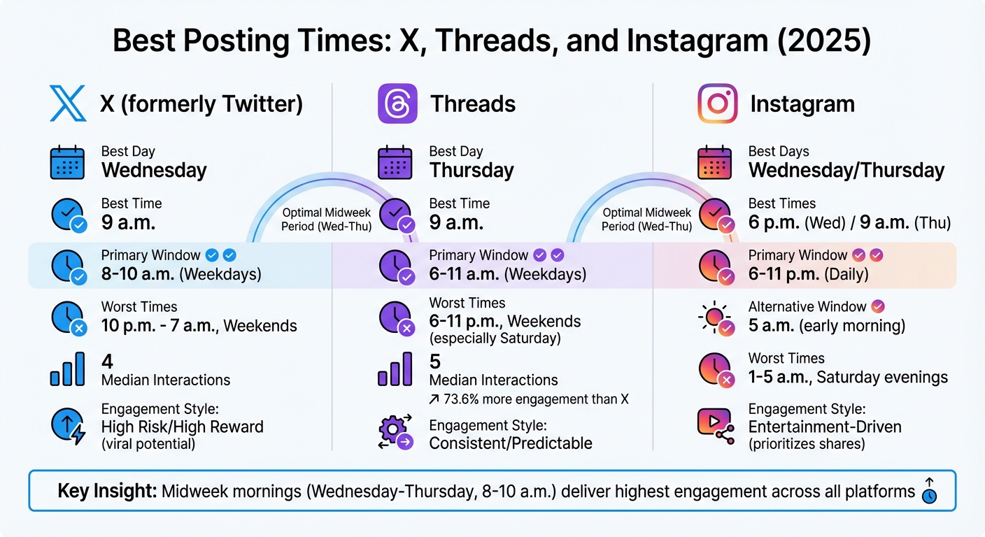 Best Times to Post on X, Threads, and Instagram in 2025