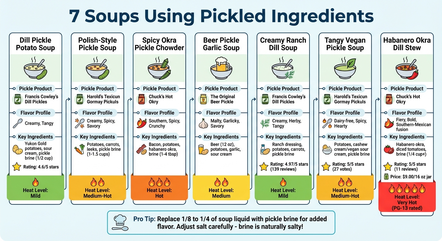 7 Pickled Soup Recipes Comparison Chart with Flavor Profiles and Key Ingredients