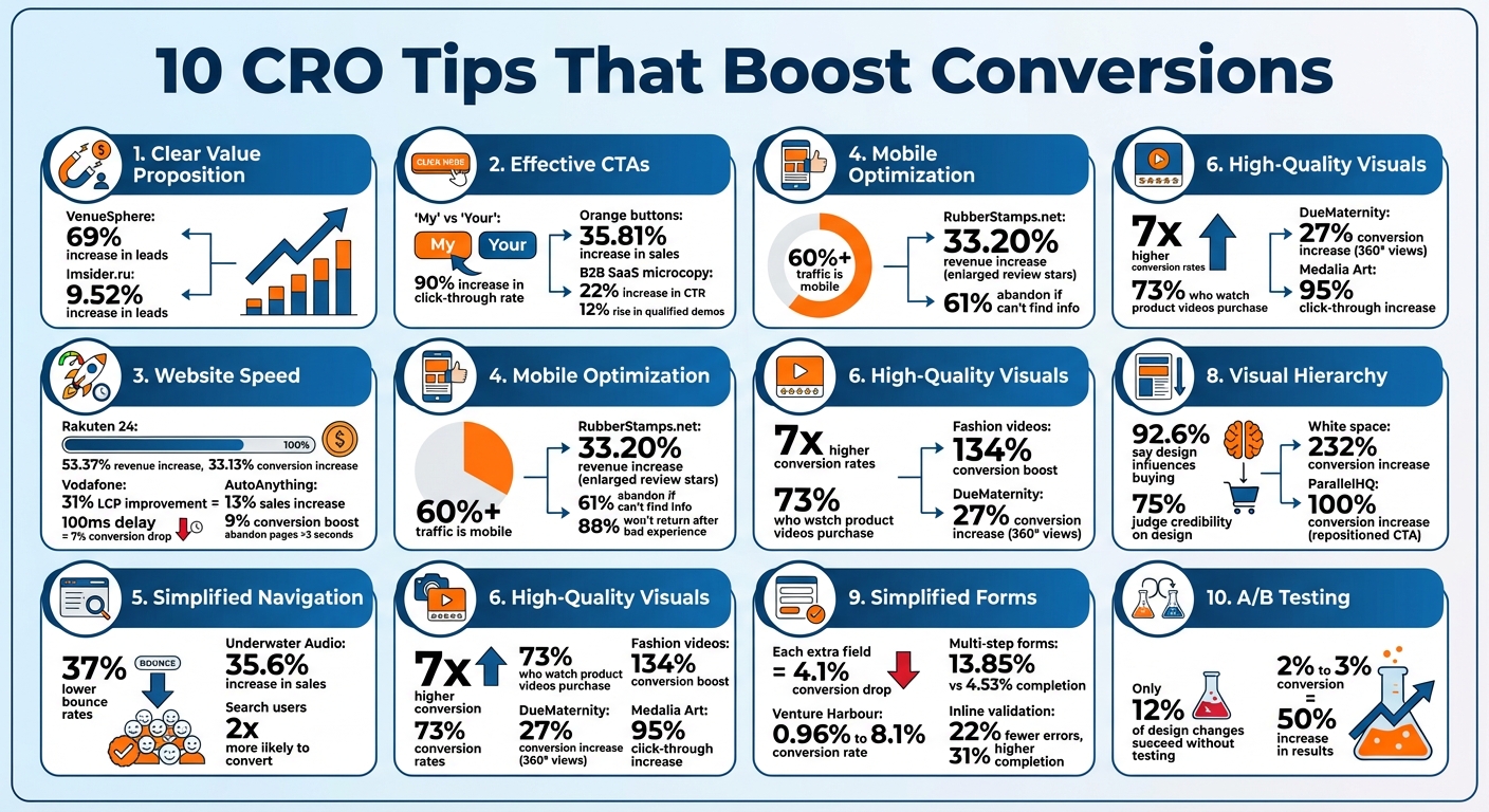 10 CRO Tips Impact on Conversion Rates - Key Statistics